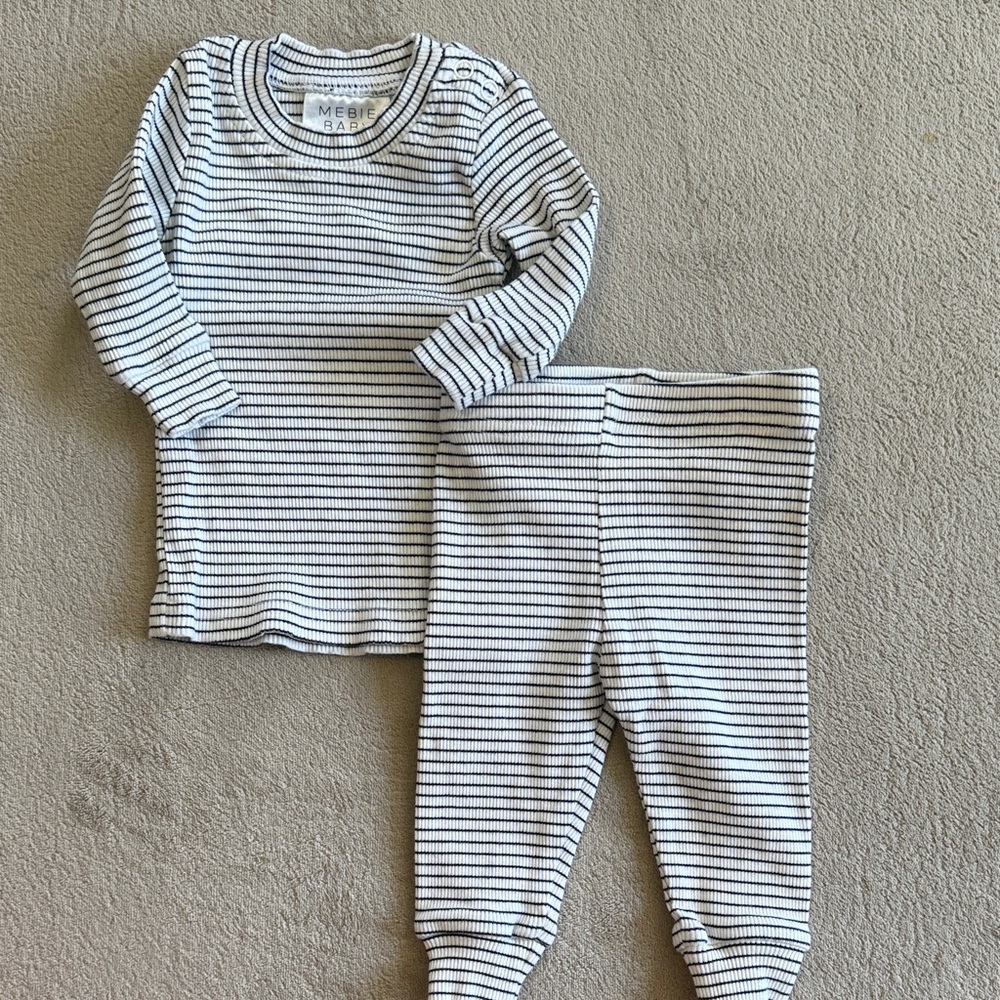 Mebie Baby Striped Set - Black and White